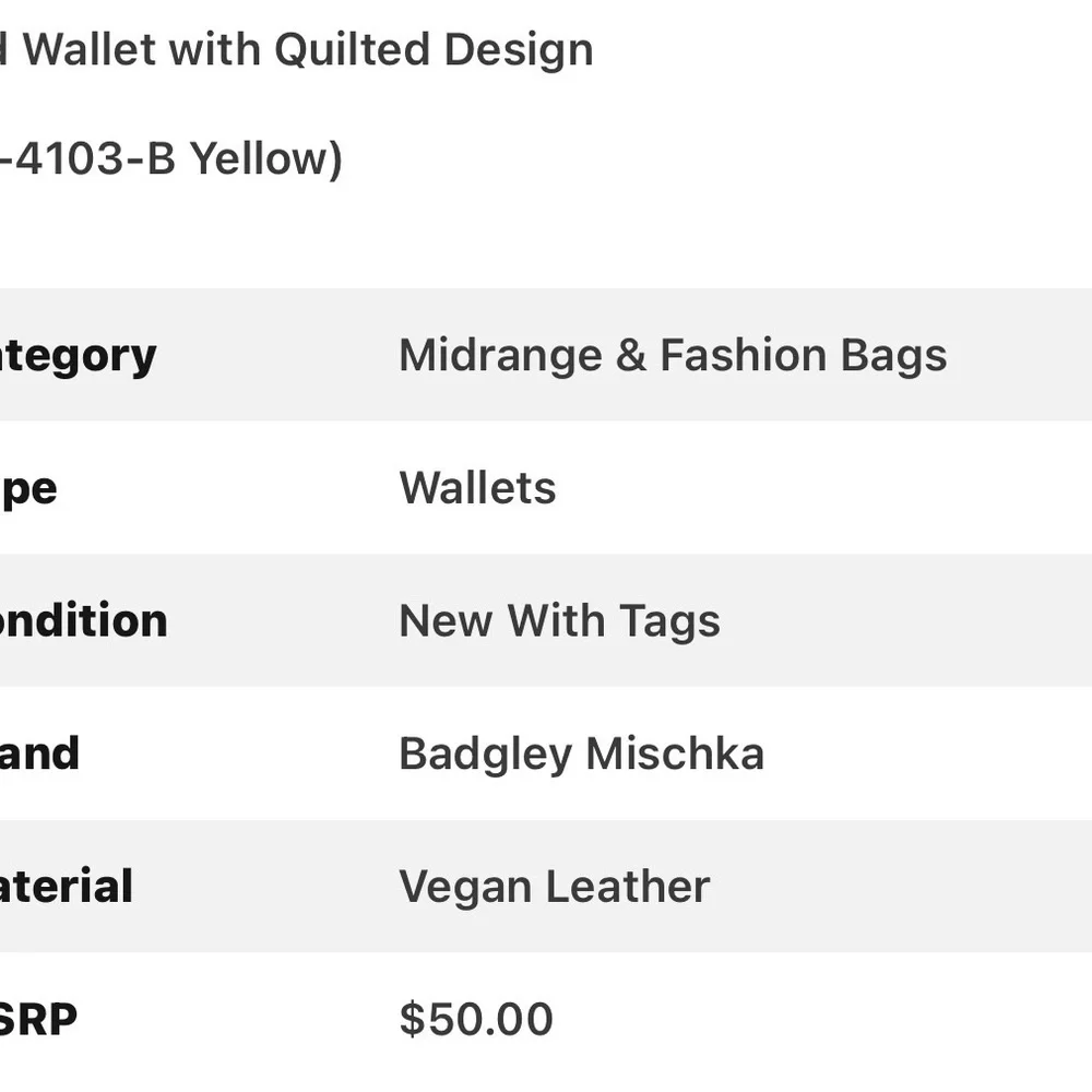 NWT Badgley Mischka Card Wallet Yellow🔥🔥